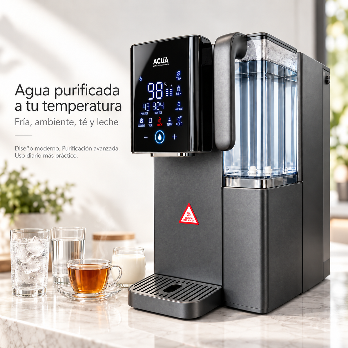 ACUA ROE™ Dispensador de Agua por Ósmosis Inversa — Sin Instalación, Agua Fría y Caliente al Instante, Pantalla Táctil
