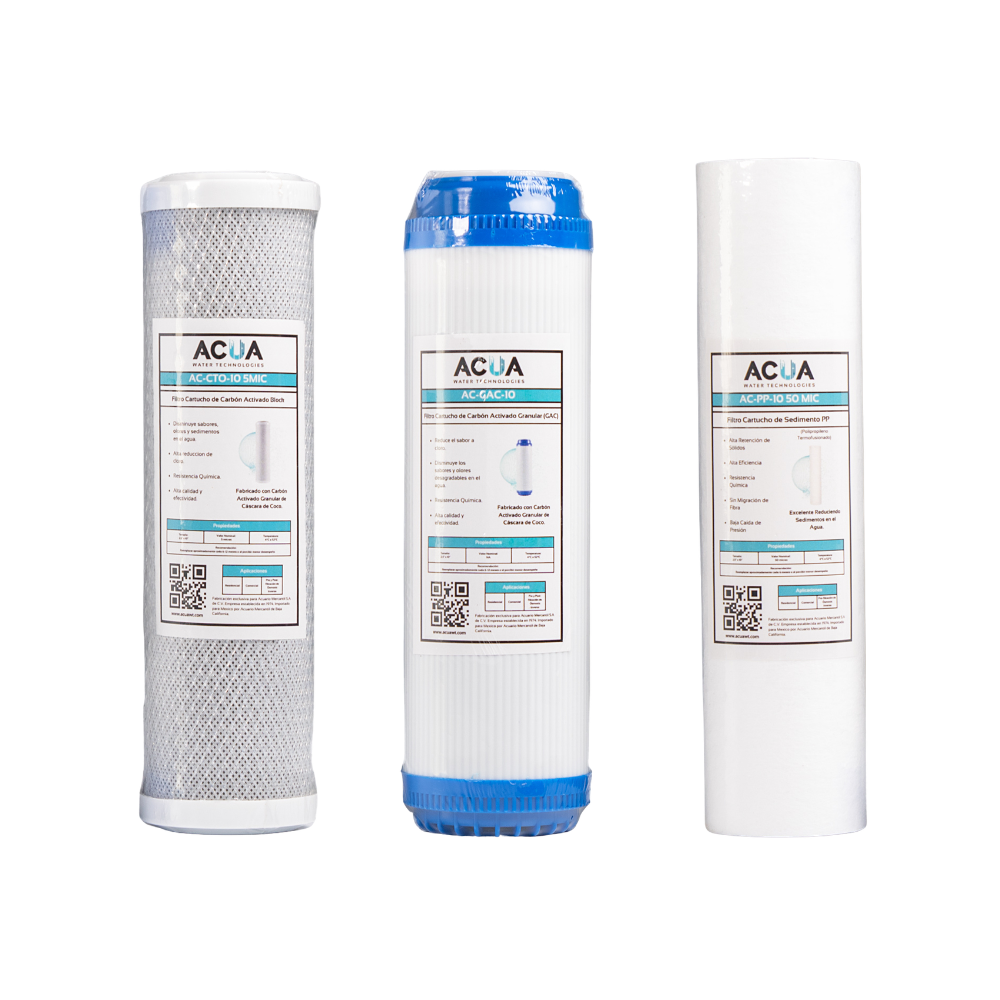 Kit de Reemplazo para Ósmosis Inversa — 3 Cartuchos Etapas Iniciales / 100 GPD