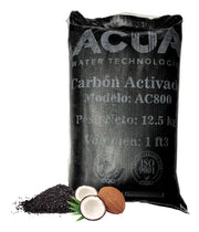 Carbón Activado de Cáscara de Coco — 1 ft³ / 12.5 kg / Medio Filtrante para Tratamiento de Agua