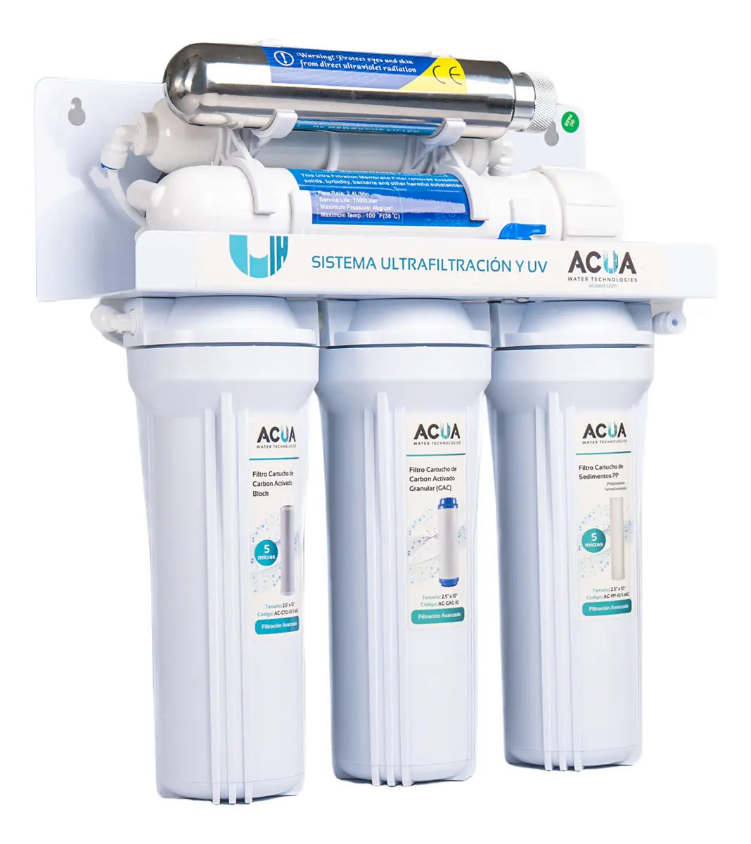Sistema de Purificación de Agua 6 Etapas con Ultrafiltración y Luz UV 55W — Cero Desperdicio