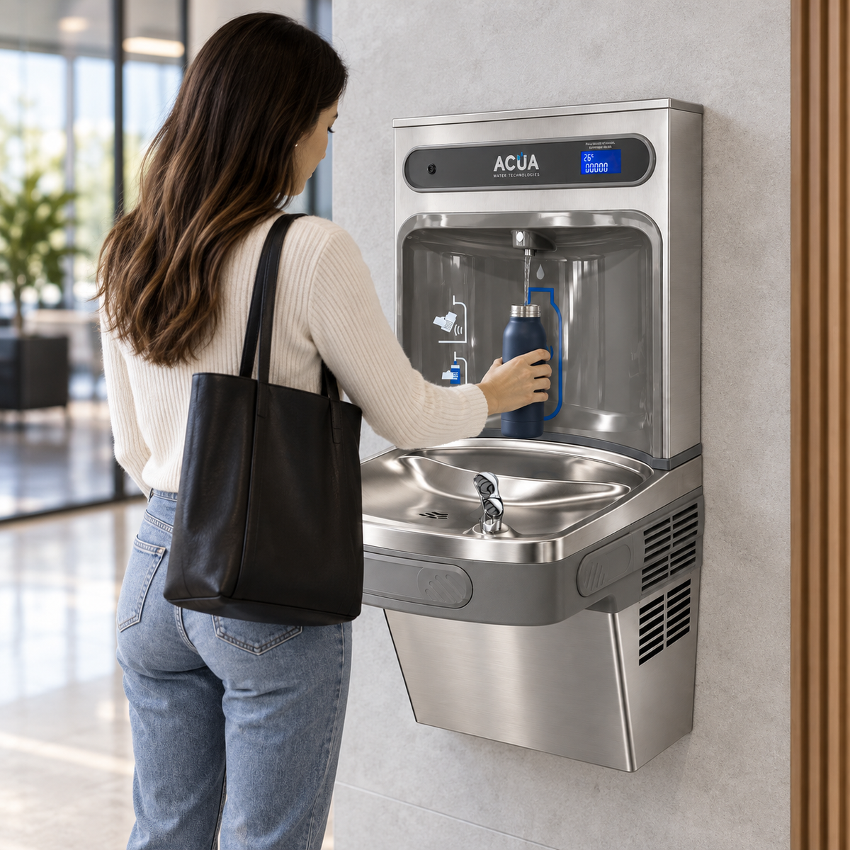 Bebedero de Agua Fría con Dispensador de Botellas Automático