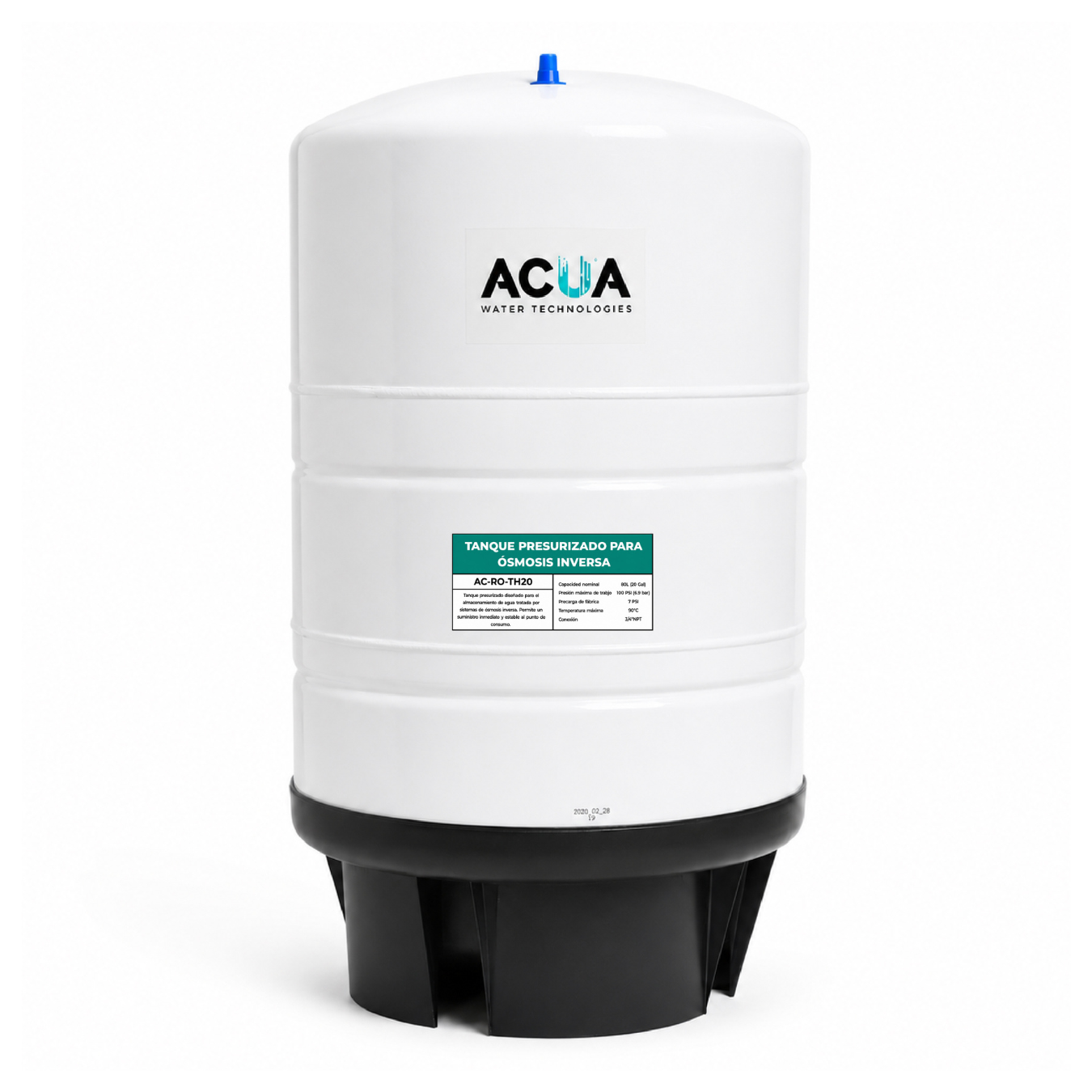 Tanque Presurizado para Agua Purificada 80 L (20 Gal) | 100 PSI | Conexión 3/4" NPT